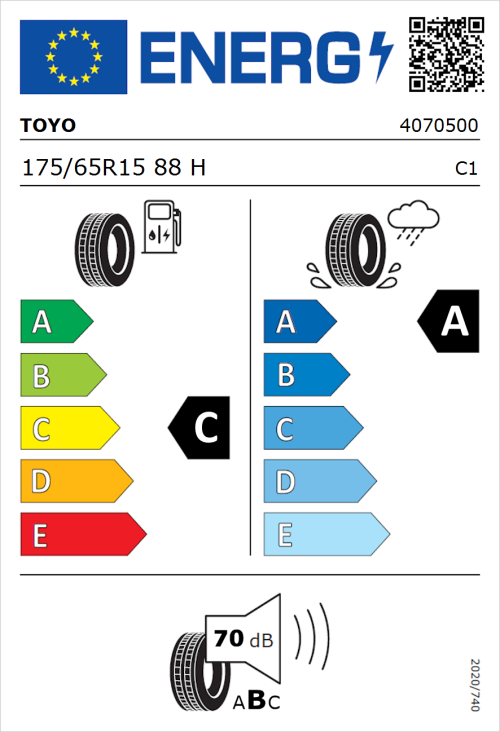 Tyre Label for Toyo Proxes Comfort 175/65R15 88H